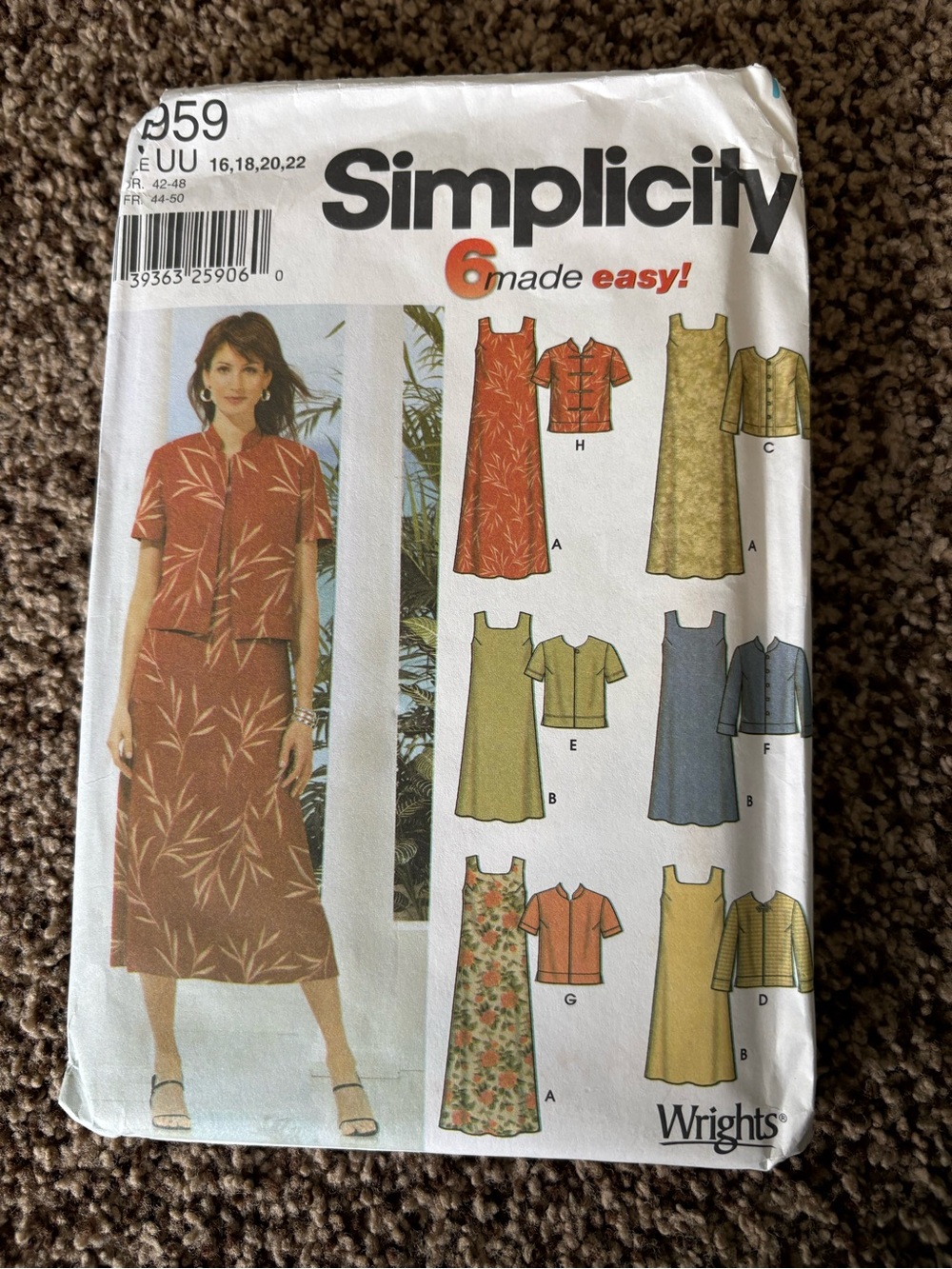 Simplicity Pattern 5959 UU for Misses’ Dress and Jacket